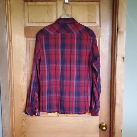 Rock & Republic Stretch Red Plaid Casual Button Down Sz XL Shirt w Pockets - Picture 3 of 11